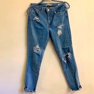 Levi Jeans, size 28, hand ripped, hand cut